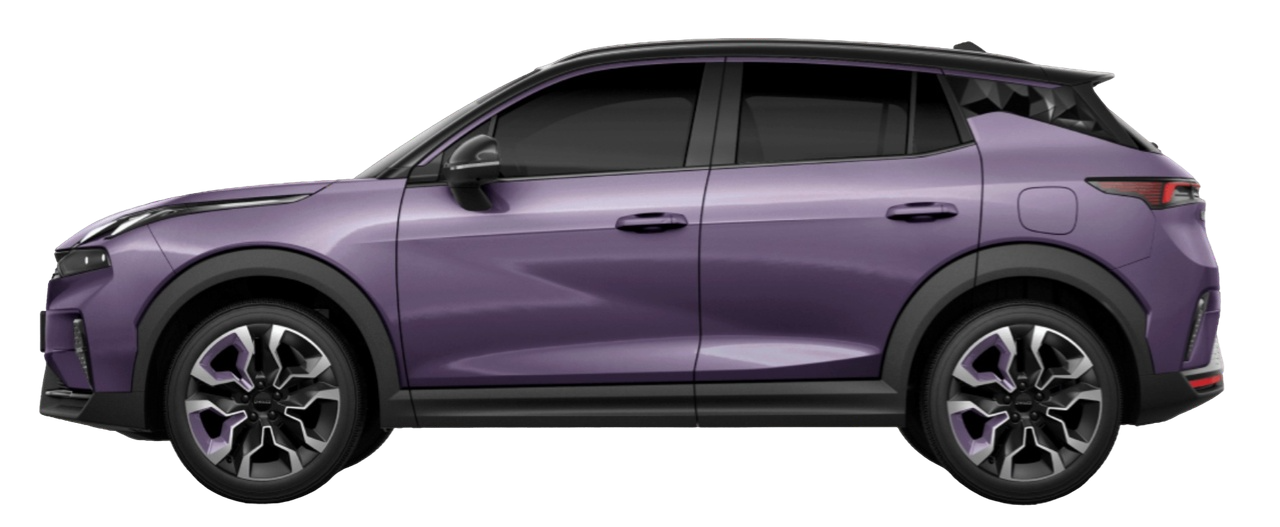 Lynk & Co 06 в фиолетовом цвете, боковой вид